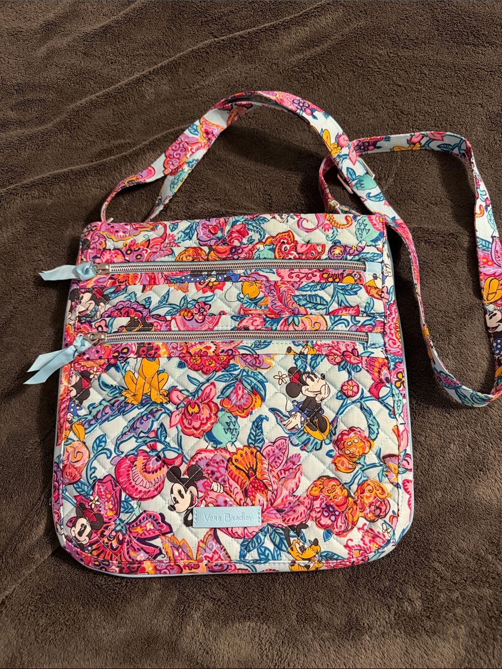 Disney Vera Bradley - Mickey's Colorful Garden Triple Zip Hipster